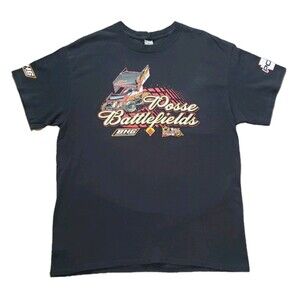 Vintage Dirt Car Posse Battlefields Size Large Mens Black Double Side T-Shirt